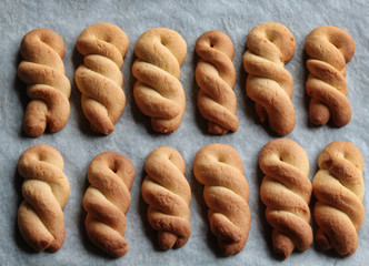 group of pastry cookies in braid shape