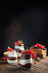 dessert with white and dark chocolate cream