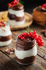 dessert with white and dark chocolate cream