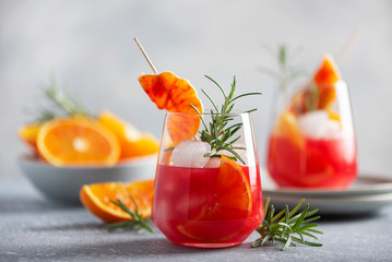 Cocktail with red oranges