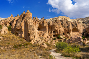 Fototapeta na wymiar Cave town in Zelve Valley, Cappadocia in Turkey.