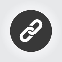 Link icon in circle. Chain logo. Vector illustration on white background. Connection. Reference. Vector illustration.