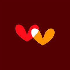 Hearts icon yellow and red on dark