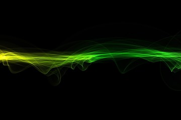 abstract Eco fresh green smoke flame helix isolated on black background. Spring healthy illustration overlay