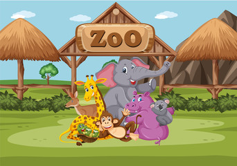 Obraz na płótnie Canvas Scene with wild animals in the zoo at day time