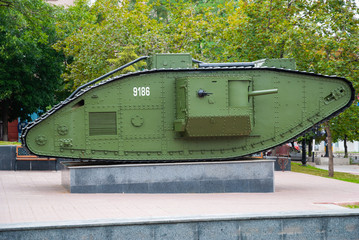 A British Mark V tank of the  World War I.