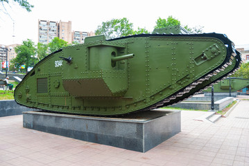 A British Mark V tank of the  World War I.