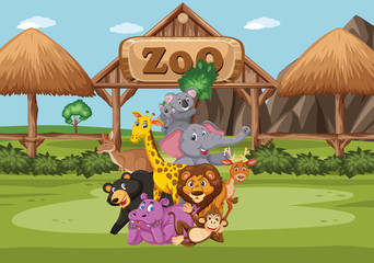 Obraz na płótnie Canvas Scene with wild animals in the zoo at day time