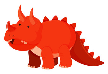 Single picture of triceratops in red color
