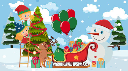 Border template with christmas theme background