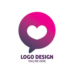 color chat love logo design