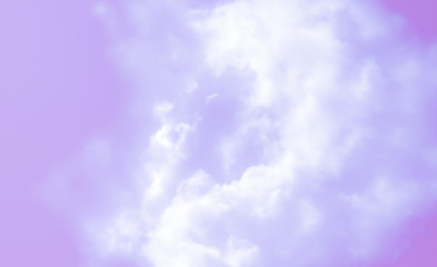 Naklejka na ściany i meble Purple gray sky with white clouds, beautiful nature