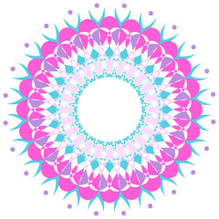 Fototapeta na wymiar Mandala pattern design in green and pink color