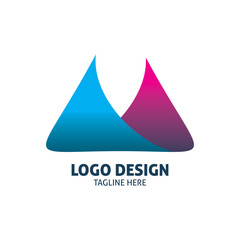 triangle blue pink color logo design