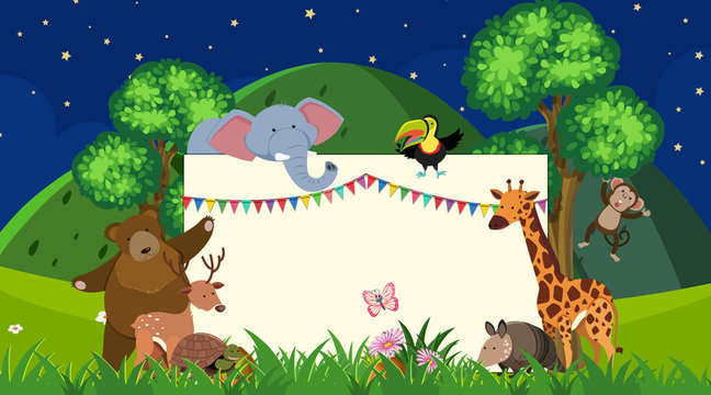 Border template with wild animals in background