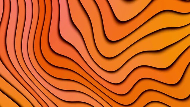 Bending wave motion background animation. Abstract rows bending in orange and red color
