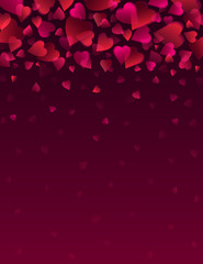 Valentines greetings background with red hearts. Valentines frame. Horizontal holiday background, headers, posters, cards, website. Vector illustration