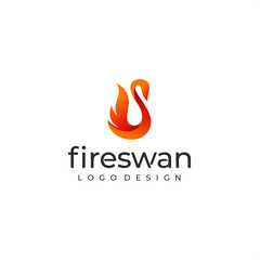 Fire swan logo, Creative fire orange abstract swan logo design