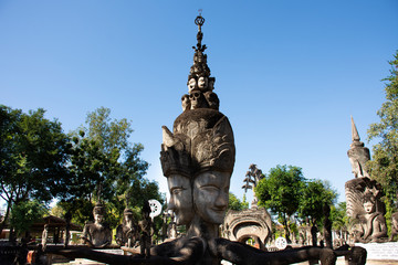 Sala Kaew Ku or Sala Keoku fantastic concrete sculpture park quirky or just plain bizarre inspired by Buddhism for thai people visit travel and respect praying at Nongkhai city in Nong Khai, Thailand