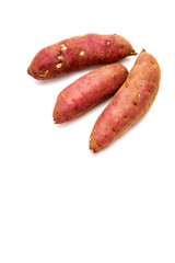 japanese sweet potatoes on white background