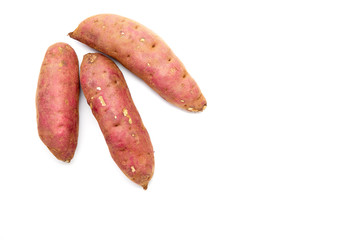 japanese sweet potatoes on white background
