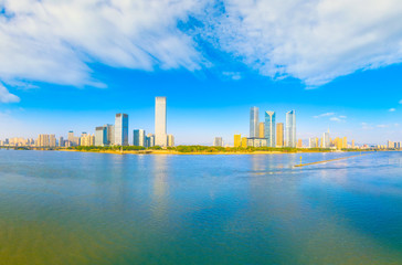 city scenery on the North Bank of Min River, Fuzhou City, Fujian Province, China