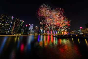 August 09/2019 Fireworks performance for National Day SG 54, Bayfront South Private Jetty