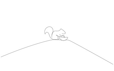 Forest animal squirrel line drawing vector illustration