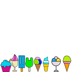Ice cream vector icons, ice cream illustration, cold sweet, delicious dessert, horn, ice cream on sticks, ice cream icons, vector ice cream, ice cream in a glass.