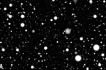 Real bright white snow falls against the black background. Exellent to use it as overlay over your image via Screen or Lighten adjustment layer in photoshop. So the snow will be like a real on every