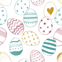 Easter seamless pattern with ornate eggs.
