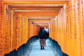 Fushimi Inari-taisha Shrine, over 5000 vibrant orange torii gates. it one of the most popular...