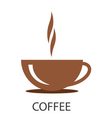 Coffee cup logo design. Flat vector illustration on isolated background