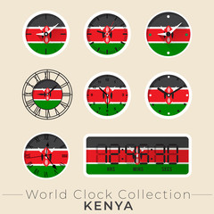 Obraz premium Set of national flag clock : Vector Illustration