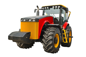 Modern agricultural tractor isolated on a white background