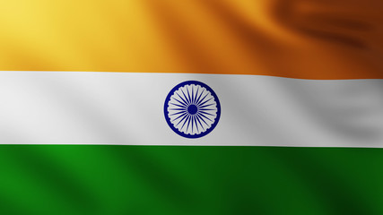 Large Flag of India fullscreen background in the wind