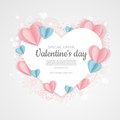 Valentines day sale background with Heart shape. Can be used for Wallpaper, flyers, invitation, posters, brochure, banners.