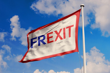 Frexit flag symbol of the hypothetical French withdrawal from the European Union