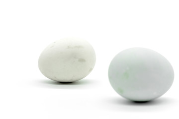 Close-Up View of Salted Eggs on White Background