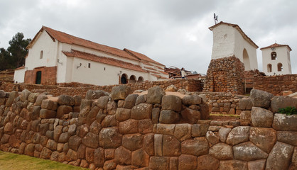 Cusco/Peru: Chinchero village, on the sacred valley. Agricultural terraces and ruins