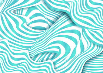 Fototapeta na wymiar Trendy mint and white color stripes vector abstract wavy background