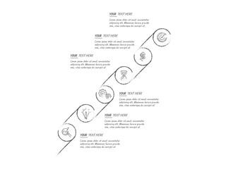 Infographic business concept design with icons and 3, 4, 5, 6,  options or steps. Thin line vector. Can be used for flow charts, presentations, web sites, banners, printed materials. EPS 10