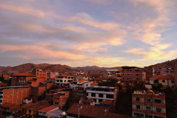 cityscape of Cusco/Peru, at sunset