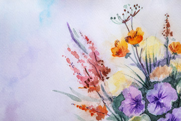 Obraz na płótnie Canvas Closeup view of beautiful floral watercolor painting