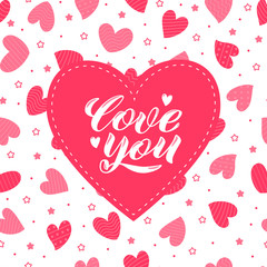 Greeting card Valentine's day. Vector isolated illustration.