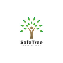 People Tree Nature Logo Design Vector