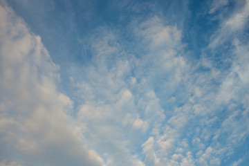 Scattered white clouds on blue sky.