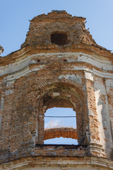 The ruins of an old Catholic church in Ukraine