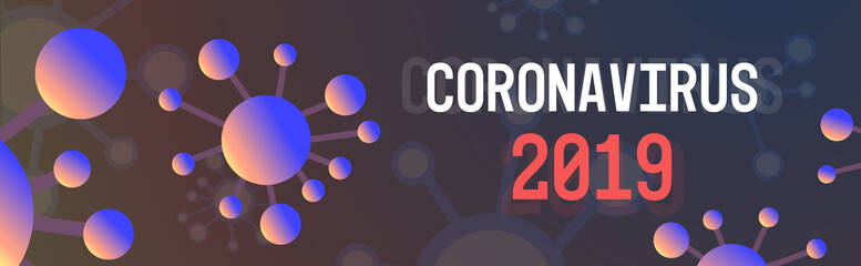 Coronavirus danger public health risk disease epidemic MERS-CoV flu spreading floating influenza virus cells wuhan 2019-nCoV bacteria icon horizontal vector illustration