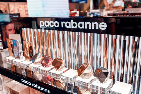 1 December 2019, Dubai, United Arab Emirates: Paco Rabanne parfume in shop